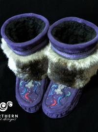 Shorty Mukluks with Beading and Fur