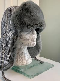 Plaid and Rex Rabbit Trapper Hat - Medium