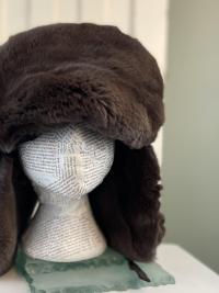 Rabbit Fur Trapper Hat with Forest Scene Embroidery - Large 