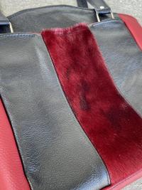 Red and black Leather Shoulder Bag with red Sealskin Accent