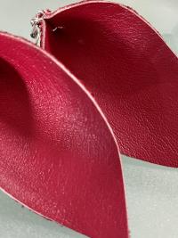 Red leather petal earrings