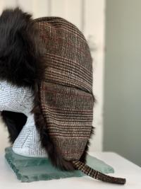 Wool Plaid and Faux Fur Trapper Hat - Large