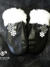 Mitts with Leather Appliqué, Weave or Embroidery 