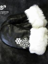 Mitts with Leather Appliqué, Weave or Embroidery 