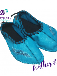 Black and Teal Deerskin Ballet-Style Flats, Ladies size 10.5