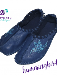 Navy Blue and Light Purple Deerskin Ballet-Style Flats, Ladies size 7.5