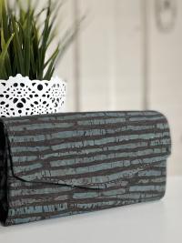 Teal & Black Cork Leather Accordion Style Wallet - Ready to ship