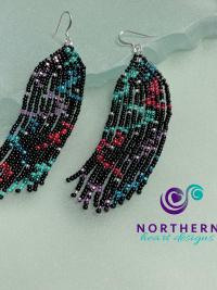 Signature Northern Lights design beaded fringe earrings - custom made