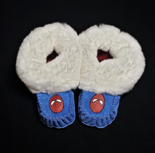 kids moccasins, childrens moccasin, leather moccasins, real fur moccasins