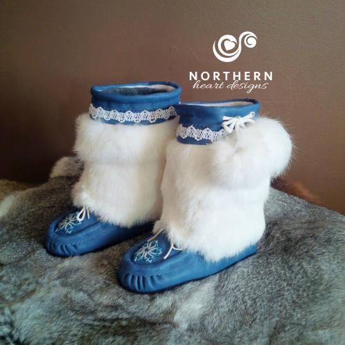 kids mukluks, leather, fur, beading