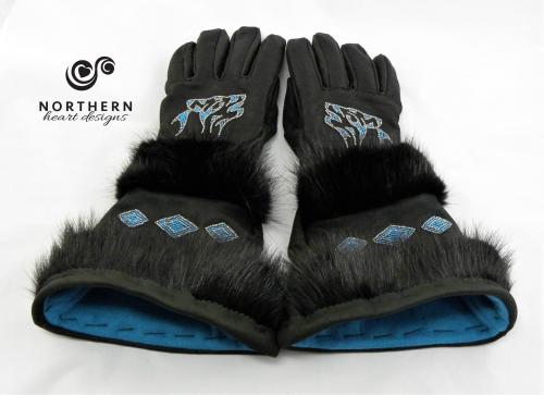 Gauntlet Gloves, Double fur trim