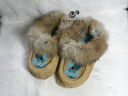 kids moccasins, leather, fur, beading