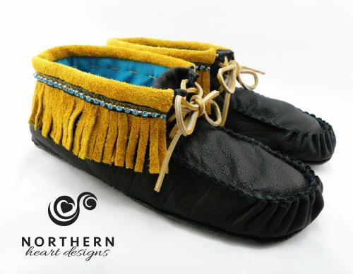 Scout moccasins, outdoor moccasins, leather moccasins, fringe, lace