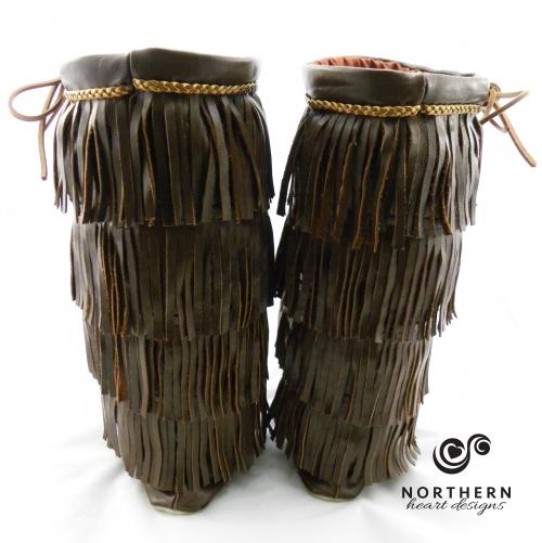 mukluks, beaded mukluks, fringed mukluks, leather fringe boots