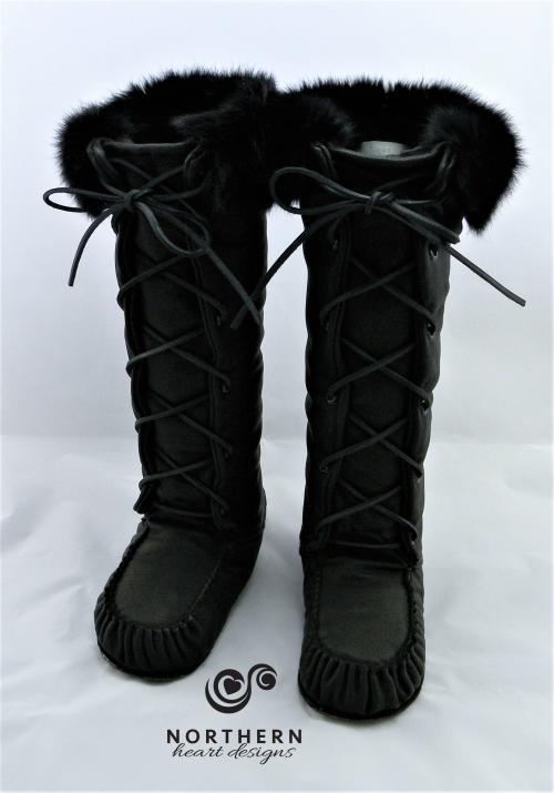 leather mukluks, laced mukluks, trapper mukluks