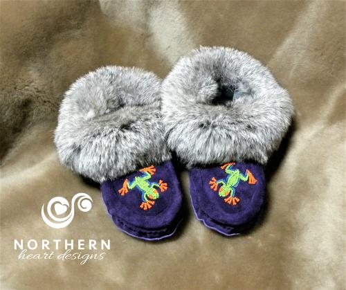 beaded moccasins, moccasin slippers, leather, fur, beading, handmade moccasins