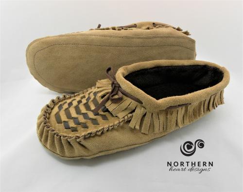 moccasins, slippers, leather weave, leather