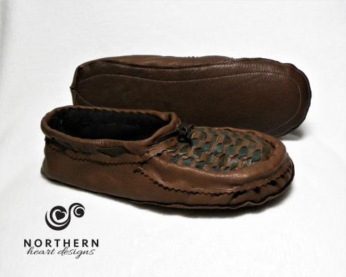 moccasins, slippers, leather weave, leather