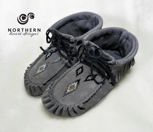 Scout moccasins, outdoor moccasins, leather moccasins, fringe, lace