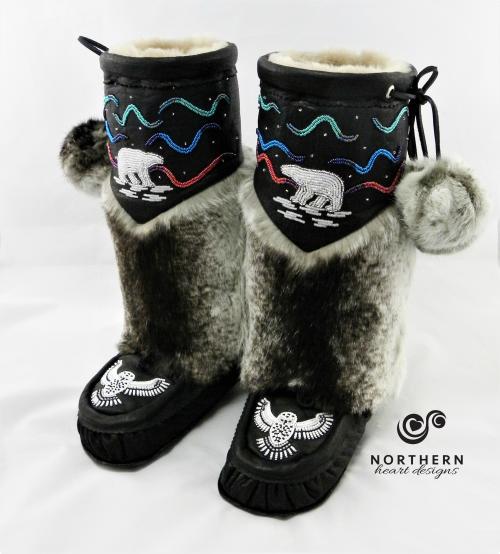 mukluks, leather mukluks, fur mukluks, beaded mukluks, handmade mukluks