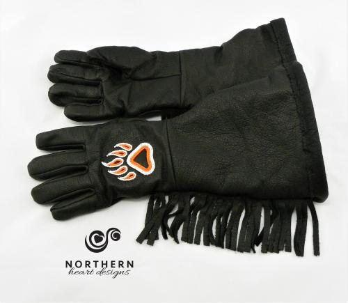 gauntlets, gauntlet gloves, leather gloves, winter gloves, leather, fur, beading