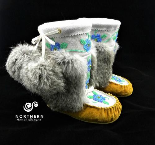 kids mukluks, leather, fur, beading, hadmade mukluks