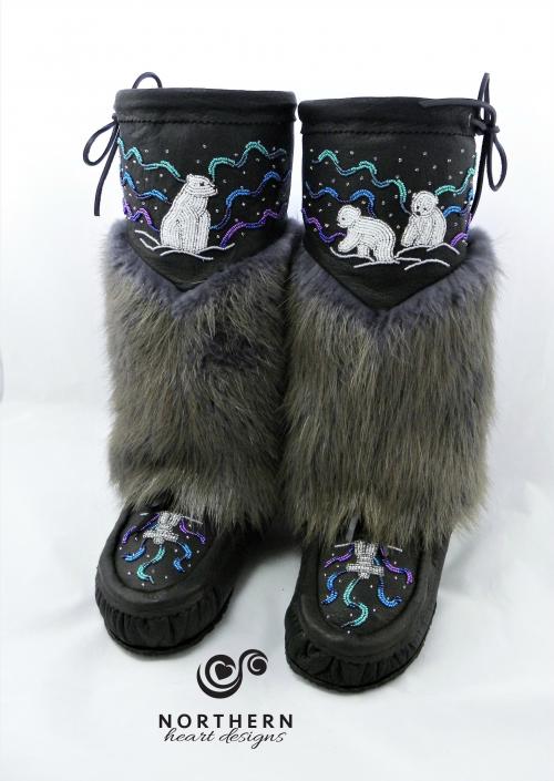 mukluks, leather mukluks, fur mukluks, beaded mukluks, handmade mukluks