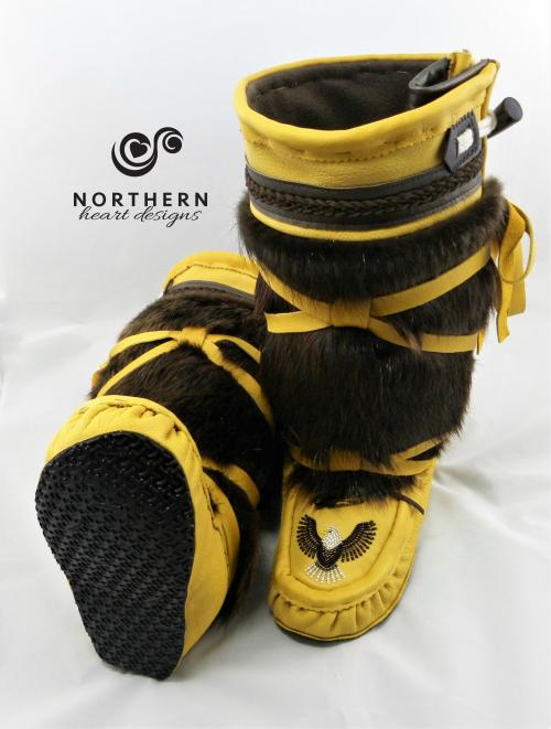 mukluks, wrap-arounds, beaded mukluks, beaded eagles