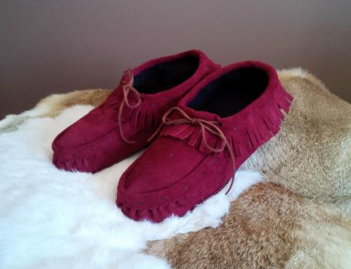 Red suede, outdoor moccasins