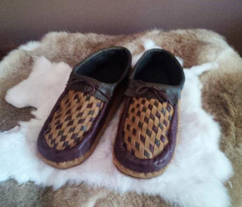 moccasins, slippers, leather weave, leather