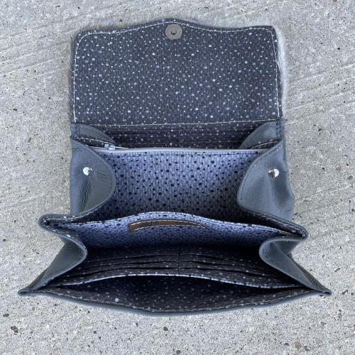 Sealskin and grey leather wallet