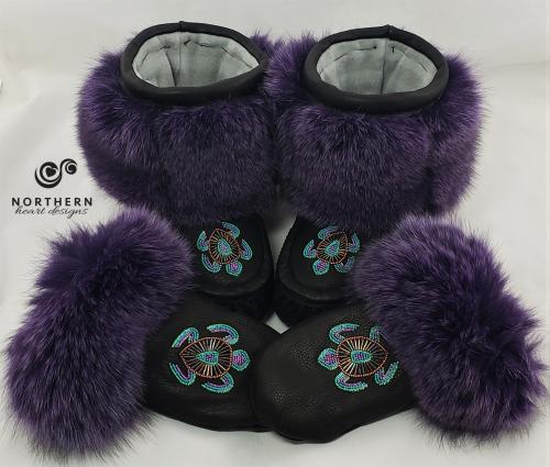 Shorty Mukluks with Beading and Fur