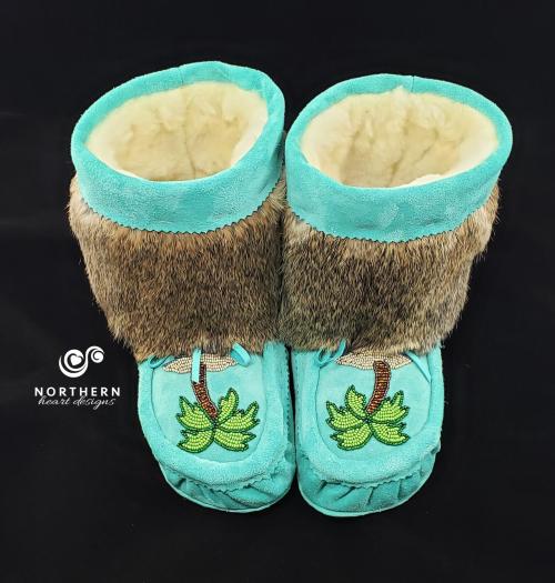 Shorty Mukluks with Beading and Fur