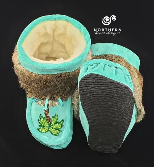 Shorty Mukluks with Beading and Fur