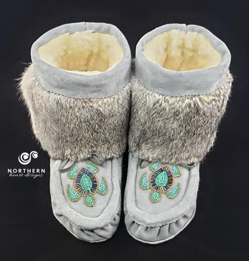 Shorty Mukluks with Beading and Fur