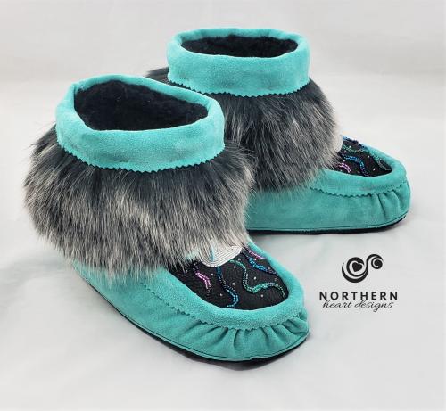 Shorty Mukluks with Beading and Fur