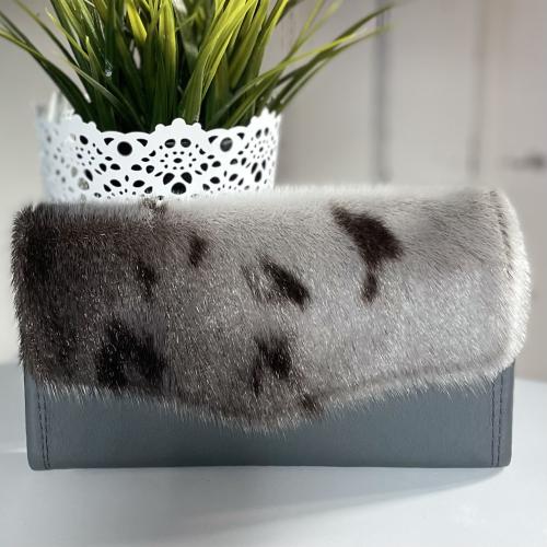 Sealskin and grey leather wallet