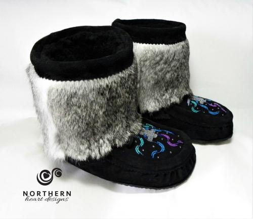 Shorty Mukluks with Beading and Fur