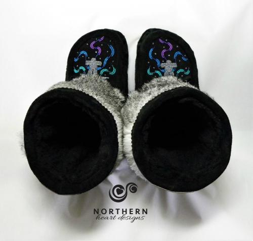 Shorty Mukluks with Beading and Fur