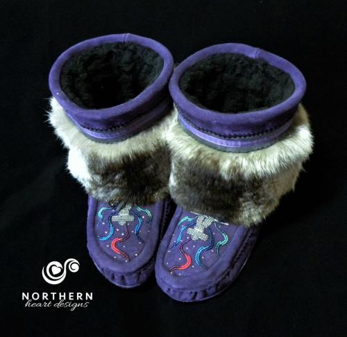 Shorty Mukluks with Beading and Fur