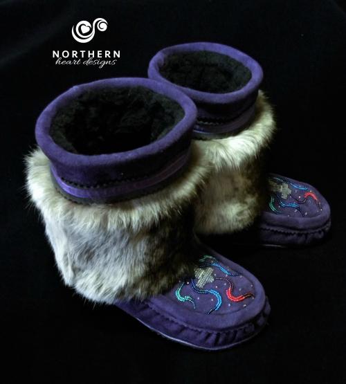 Shorty Mukluks with Beading and Fur