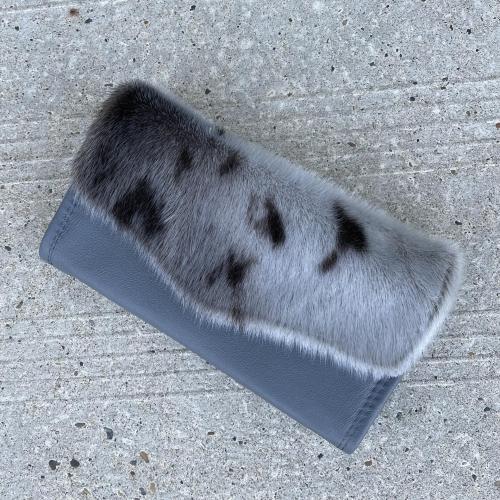 Sealskin and grey leather wallet