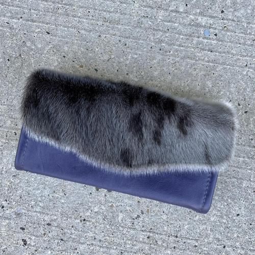Sealskin and purple leather wallet