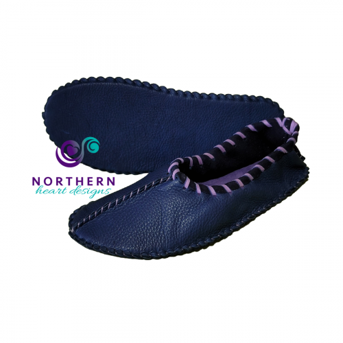 Navy Blue and Light Purple Deerskin Ballet-Style Flats, Ladies size 7.5