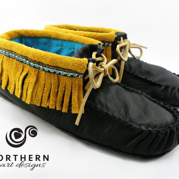 Scout moccasins, outdoor moccasins, leather moccasins, fringe, lace