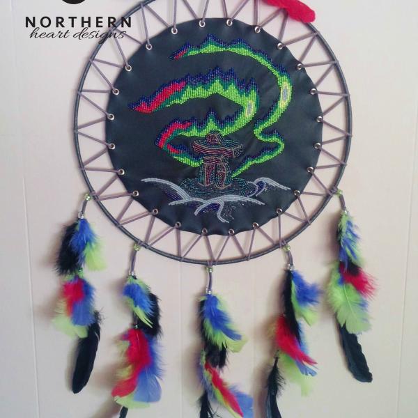 dreamcatcher, beaded dream catcher, leather dream catcher, leather art