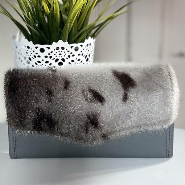 Sealskin and grey leather wallet