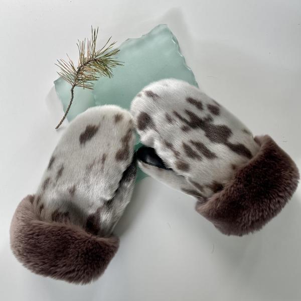 Size medium  - seal skin and rabbit trimmed mitts