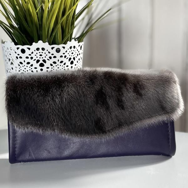 Sealskin and purple leather wallet