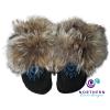 bear paw beaded coyote fur moccasin slippers